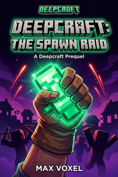 The cover for the book 'Deepcraft: The Spawn Raid' by Max Voxel