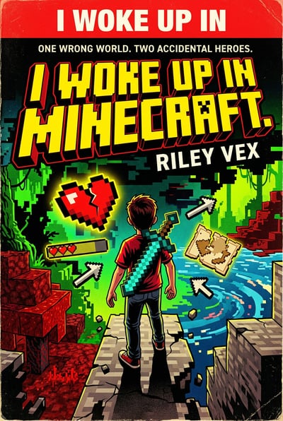 The cover for the book 'I Woke Up In Minecraft' by Riley Vex
